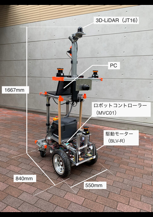 3D-LiDAR（JT16）を搭載した移動ロボットの外観